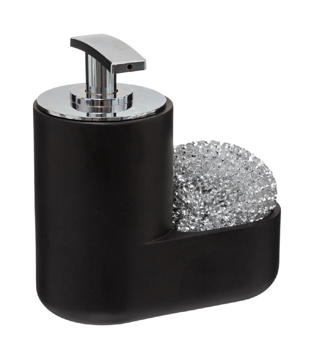 wadiga Distributeur liquide vaisselle + éponge noir