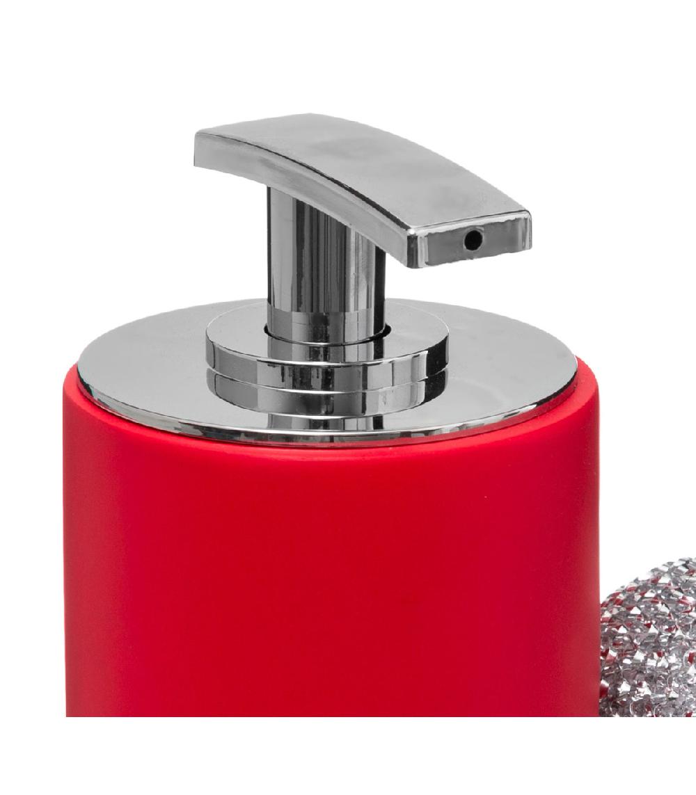 Wadiga Distributeur Liquide Vaisselle + éponge Rouge