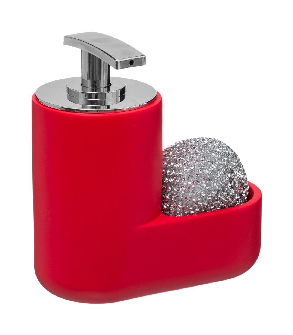 wadiga Distributeur liquide vaisselle + éponge rouge