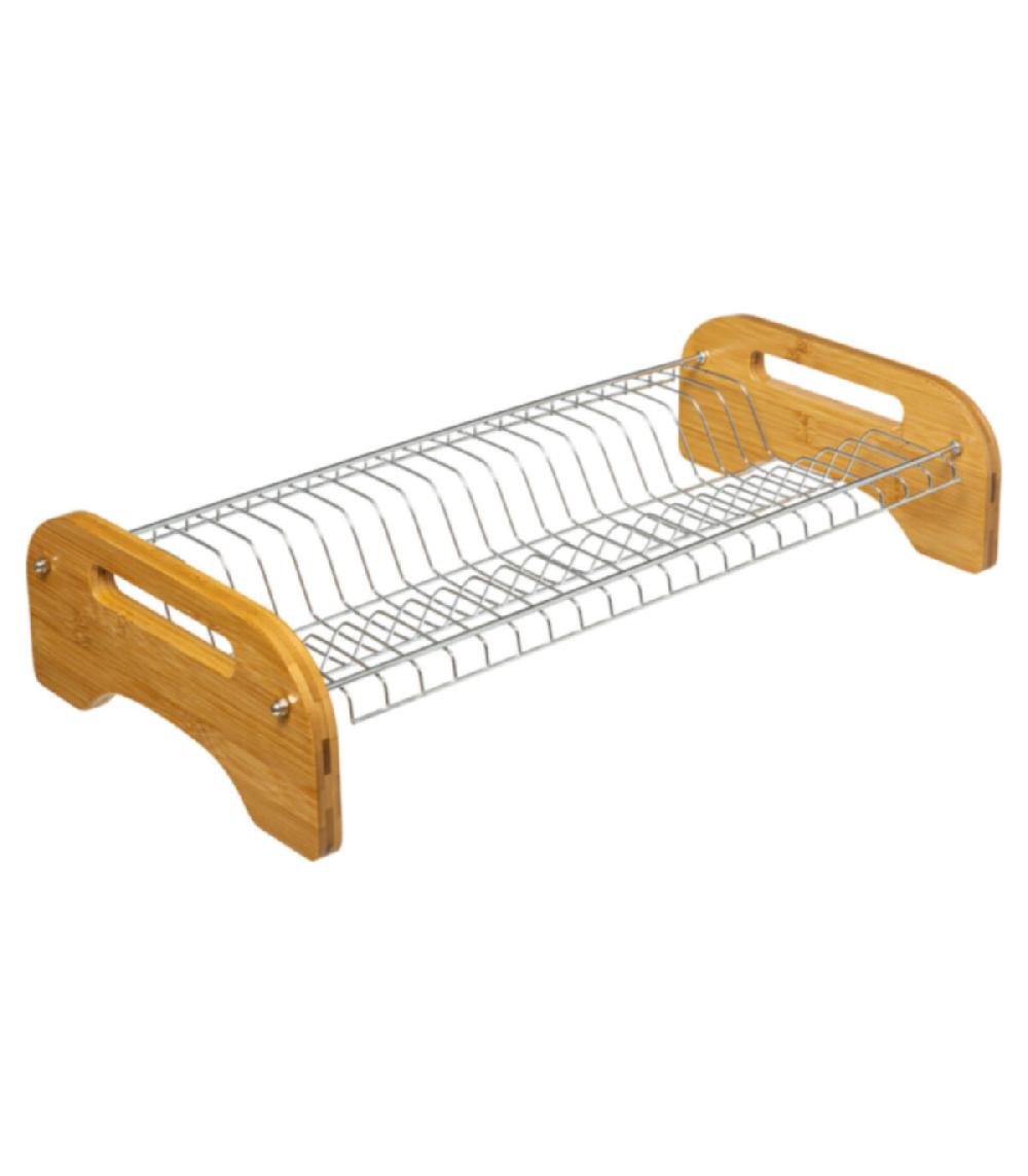 wadiga Égouttoir à vaisselle rack bambou et métal