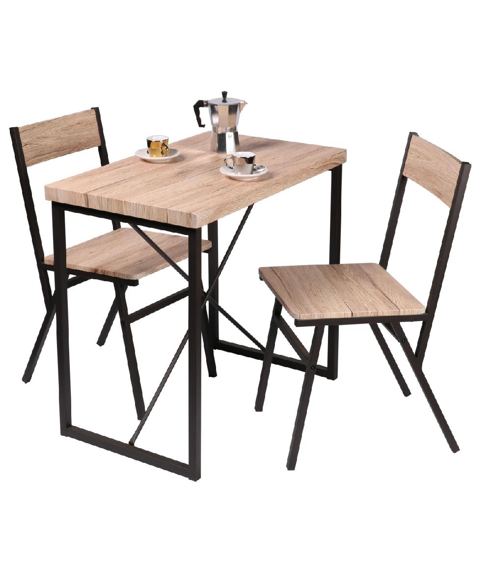 Wadiga Ensemble Table + 2 Chaises Bois Et Noir
