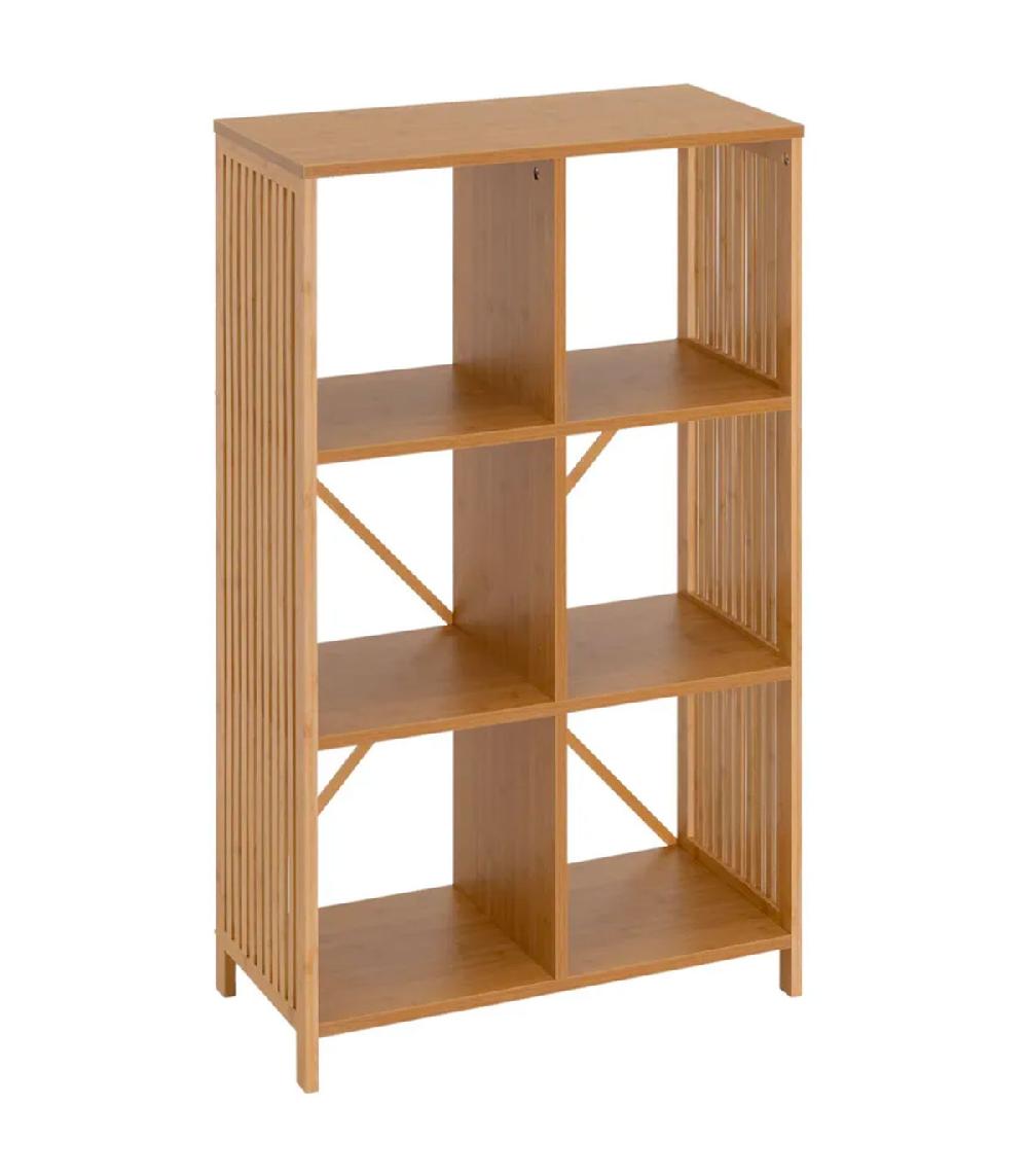 wadiga Étagère bambou 6 casiers 63x30x103cm