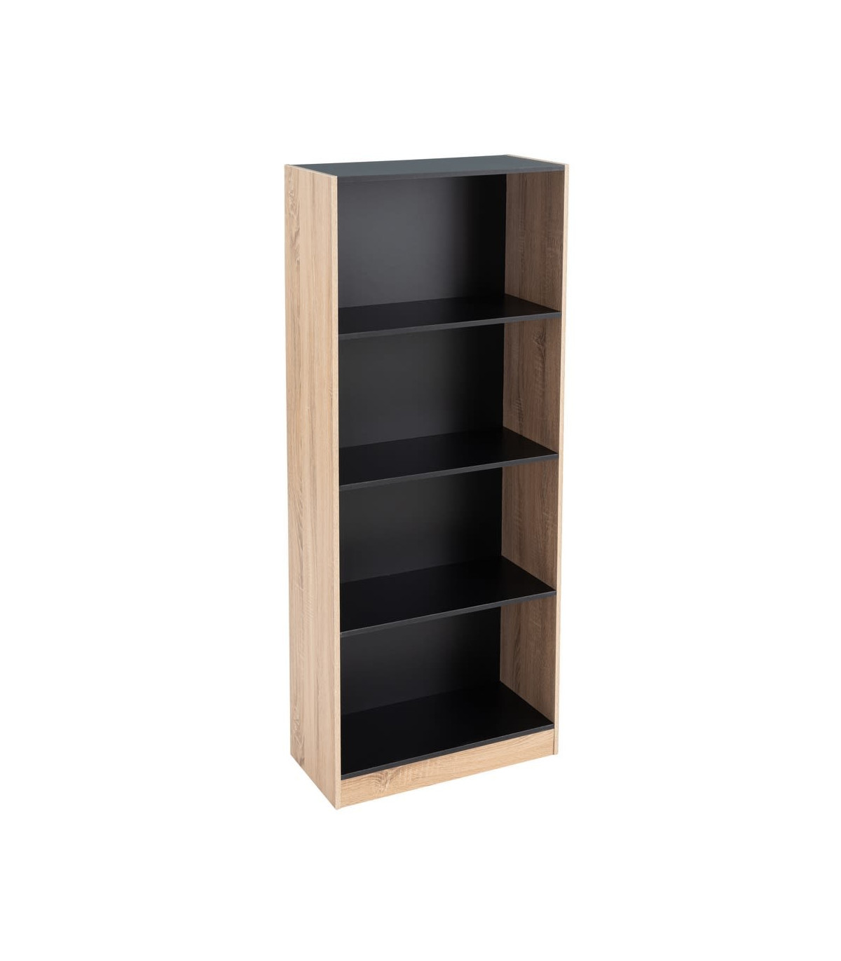 wadiga Étagère Bibliothèque Basse Bois et Noir