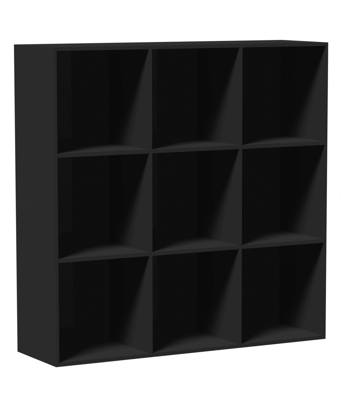 wadiga Étagère Carrée en Bois Noir - 9 Casiers