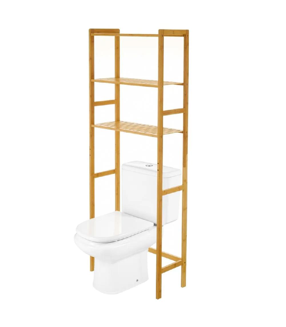 Wadiga Étagère Contour WC En Bambou 60x25x161cm