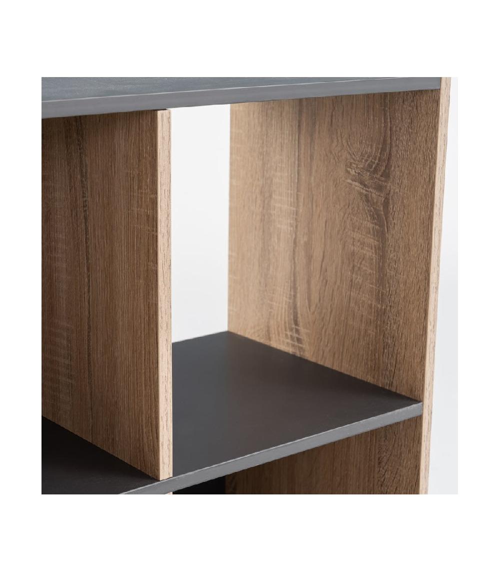 Wadiga Étagère En MDF Bois Et Gris - 4 Casiers