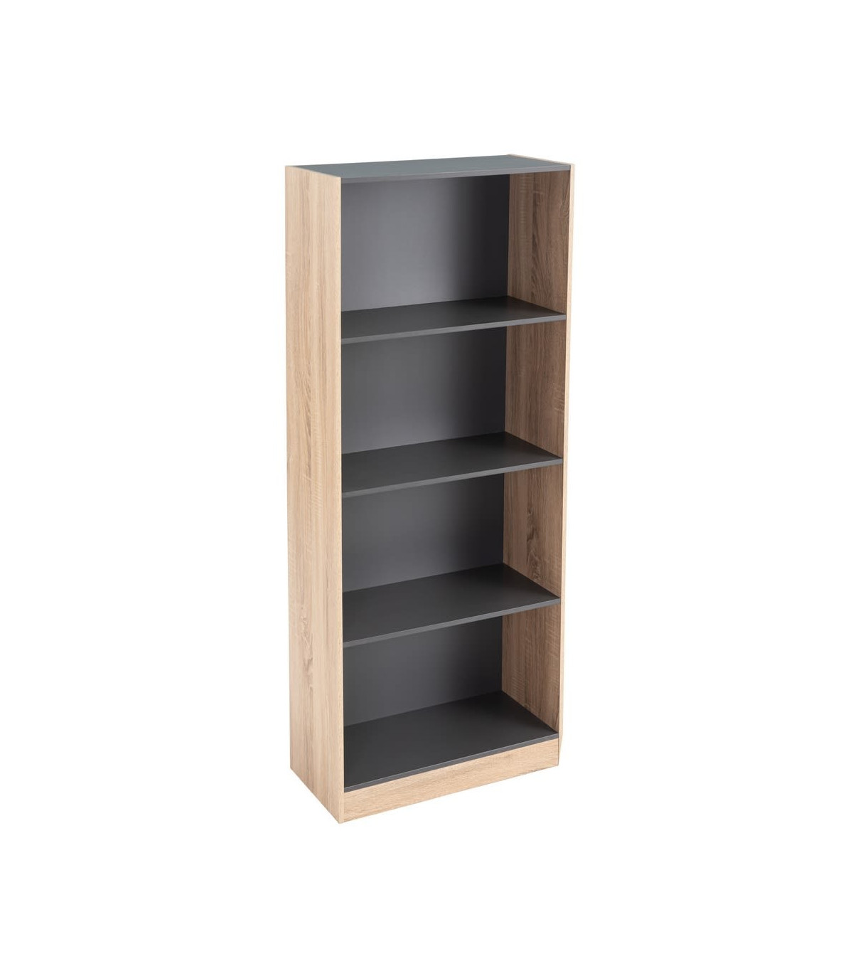 wadiga Étagère en MDF Bois et Gris - 4 étagères