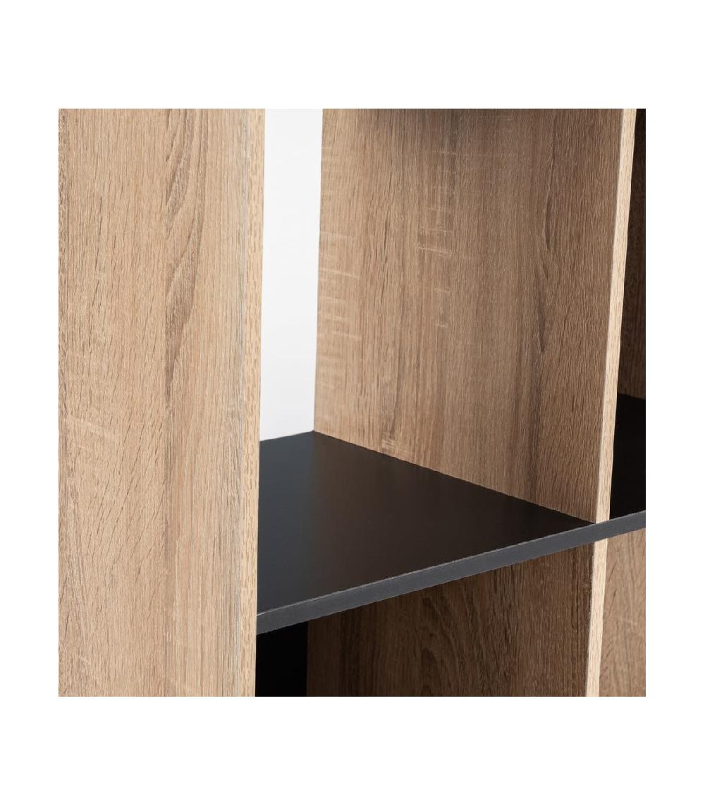 Wadiga Étagère En MDF Bois Et Noir - 8 Casiers