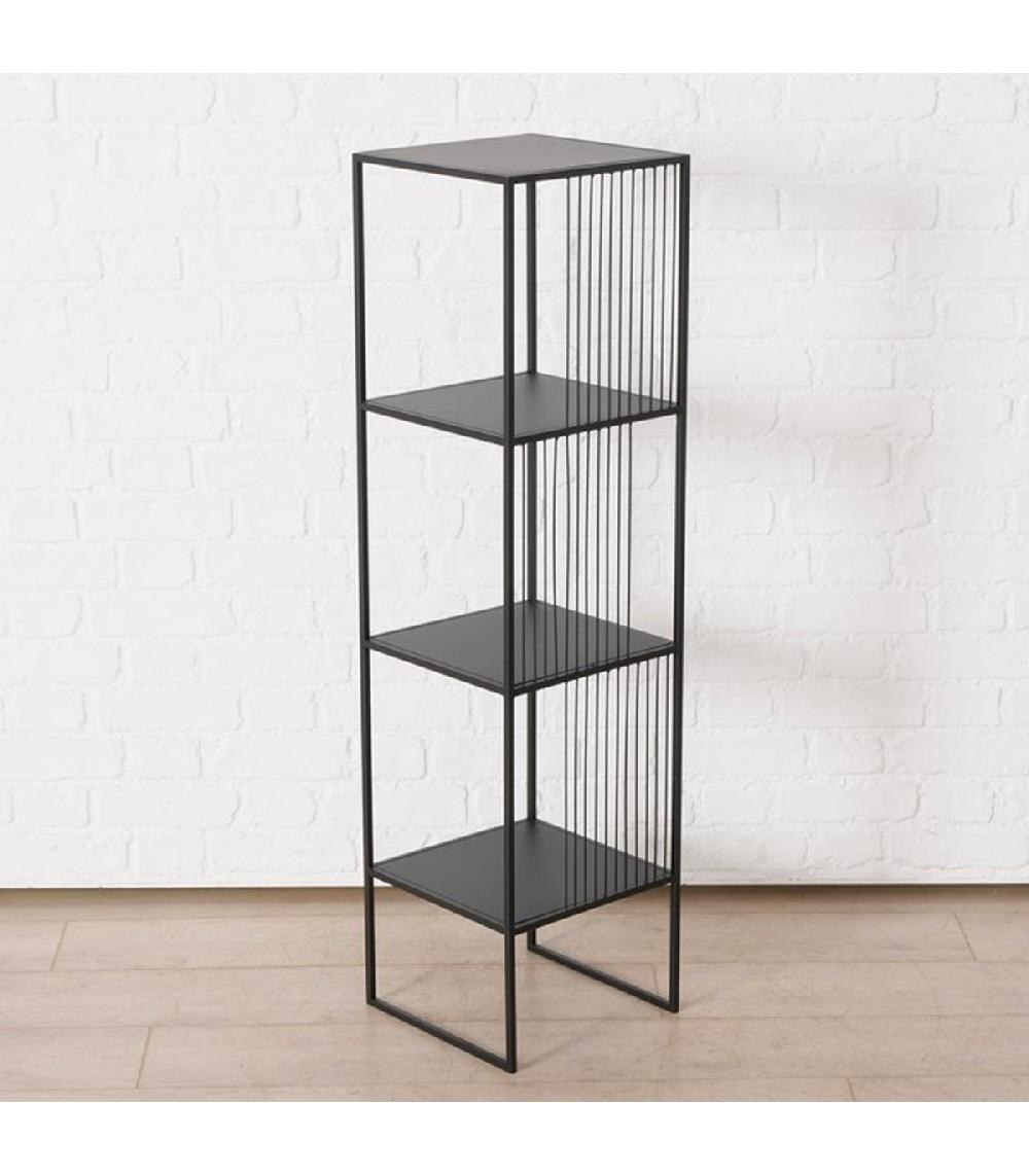 Wadiga Étagère Métal Noir 4 Niveaux 30x30x115cm