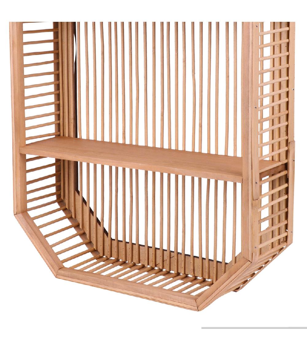 Wadiga Étagère Murale 2 Niveaux Bois Octogonale