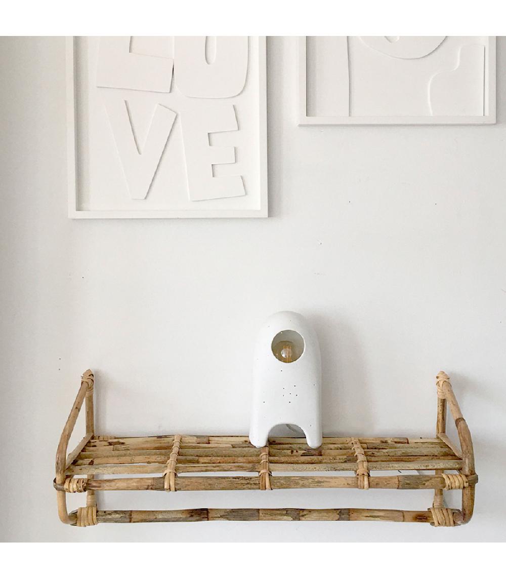 Wadiga Étagère Murale Bois Et Rotin 55x15x20cm