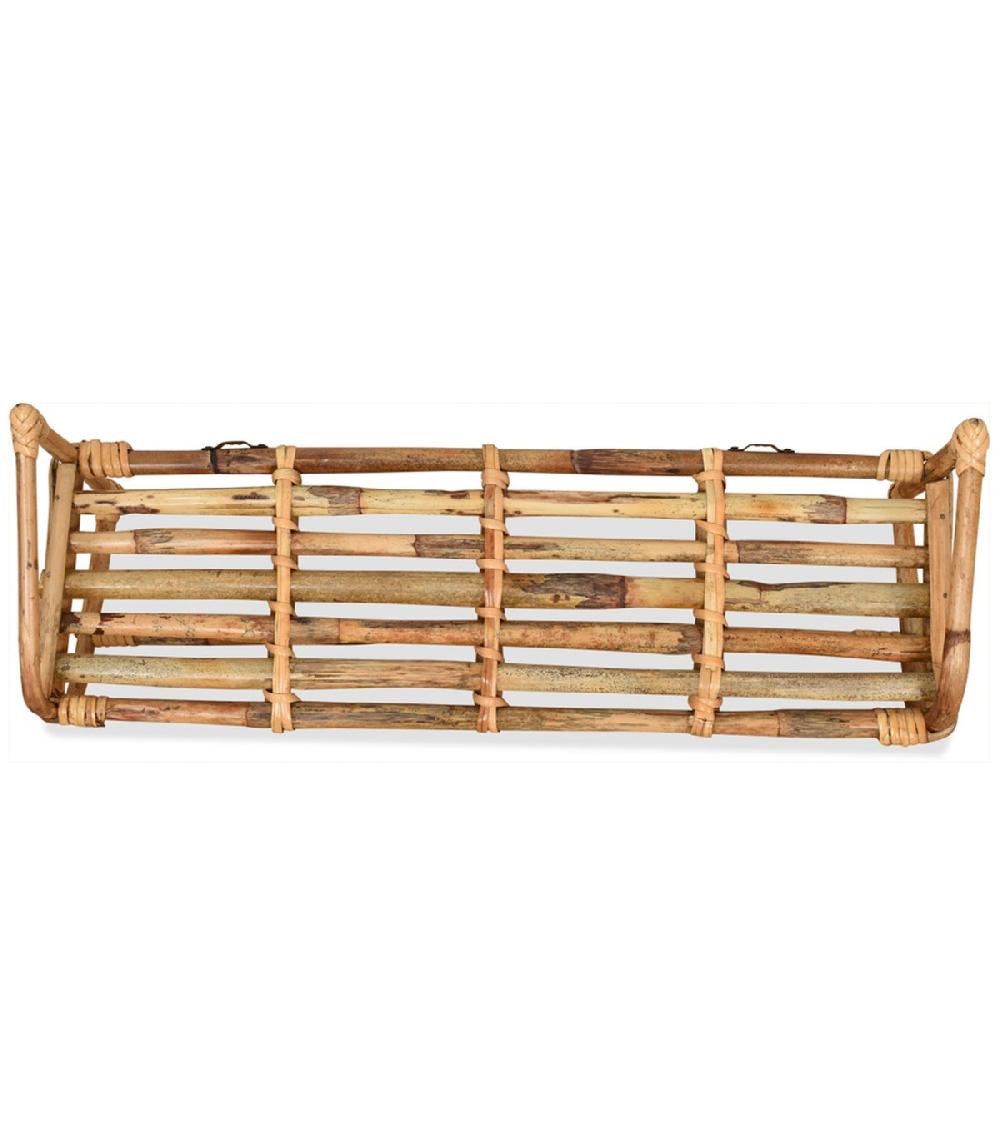 Wadiga Étagère Murale Bois Et Rotin 55x15x20cm