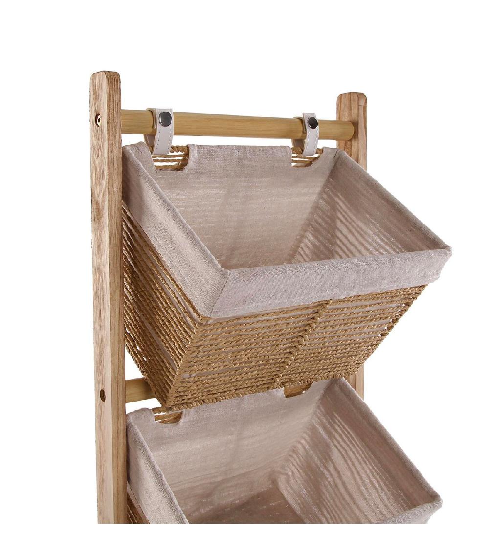 Wadiga Étagère Salle De Bain 3 Paniers 35x35x102cm