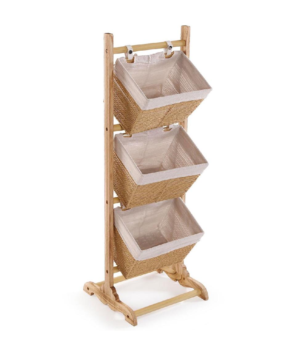 wadiga Étagère salle de bain 3 paniers 35x35x102cm