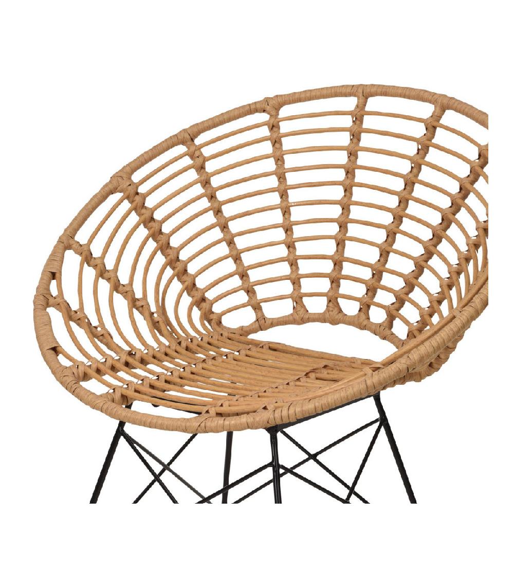 Wadiga Fauteuil En Rotin Et Métal Noir