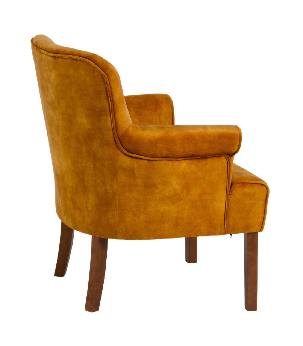 Wadiga Fauteuil Ocre En Tissu Et Bois 77x64x88cm