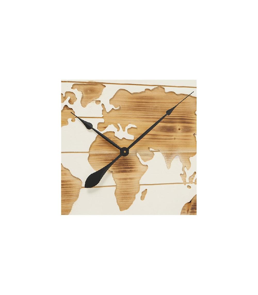 Wadiga Grande Horloge Murale En Bois Blanc Monde