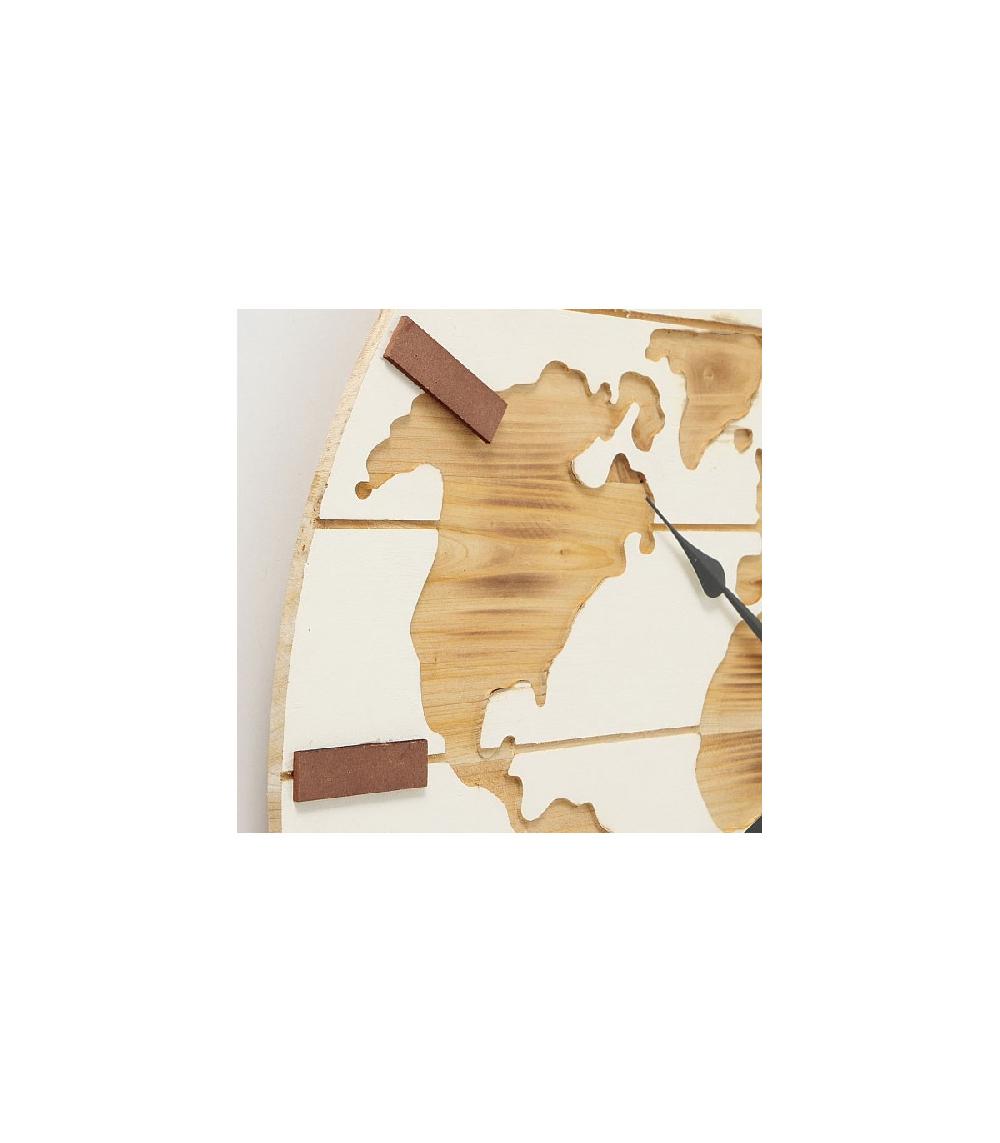 Wadiga Grande Horloge Murale En Bois Blanc Monde