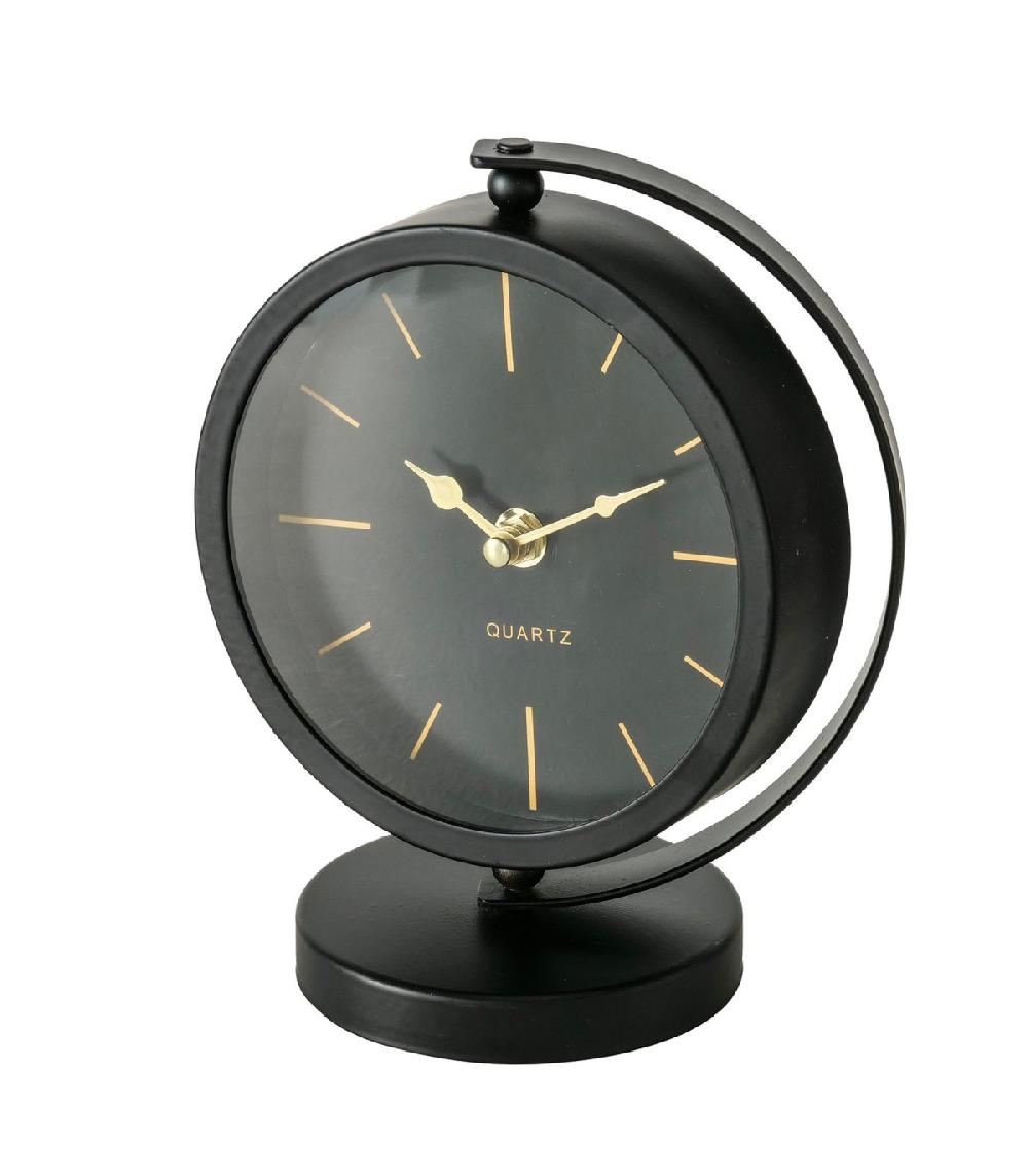 wadiga Horloge à poser en métal noir et doré