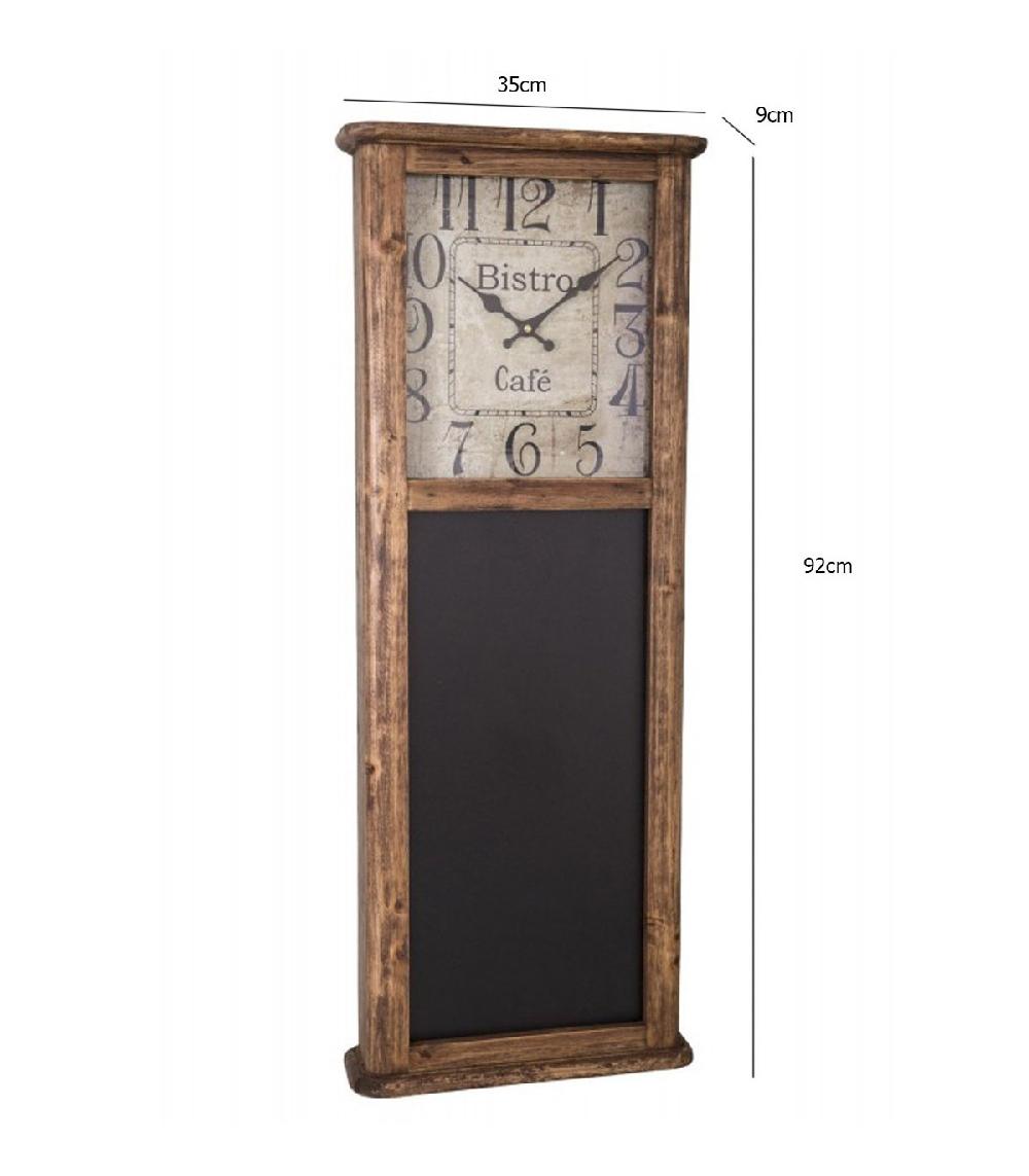 Wadiga Horloge Bois Bistrot Avec Tableau Noir