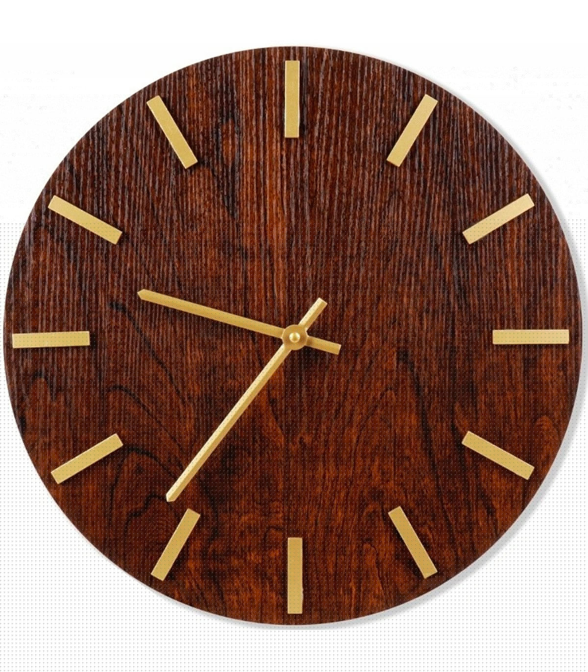 wadiga Horloge murale en bois et métal doré 40cm