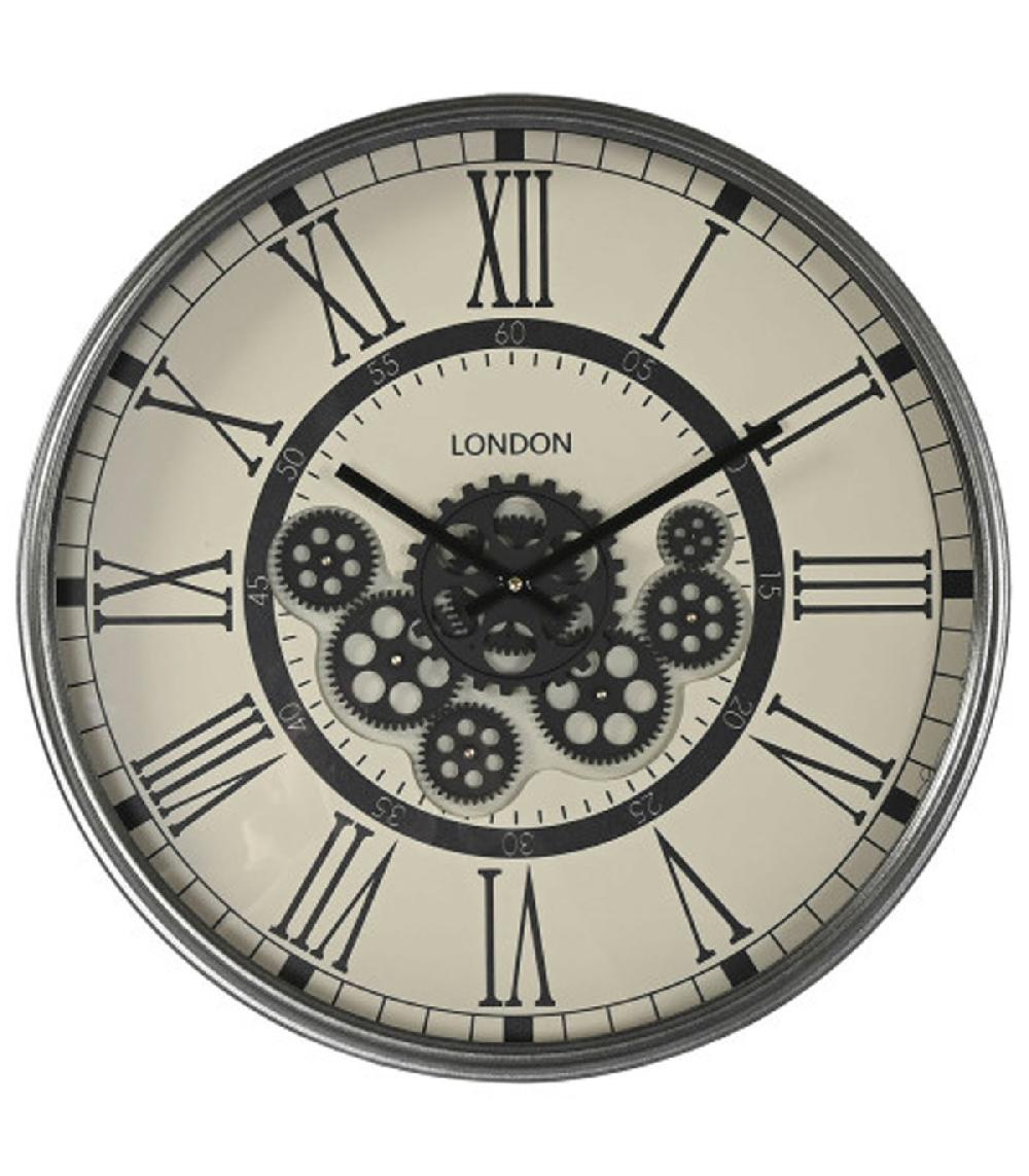 wadiga Horloge murale métal gris rouages 55x55x8cm