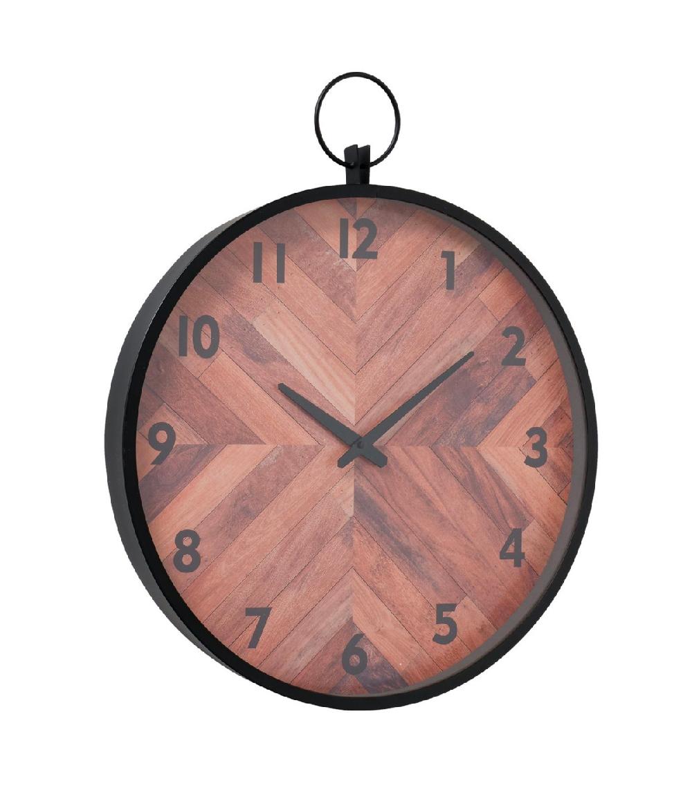 wadiga Horloge murale ronde effet bois d48cm
