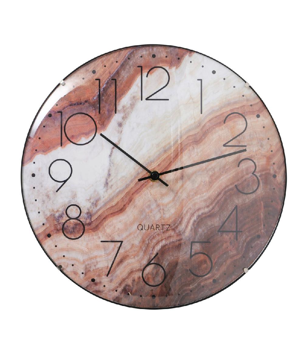 wadiga Horloge murale ronde effet marbre d30cm