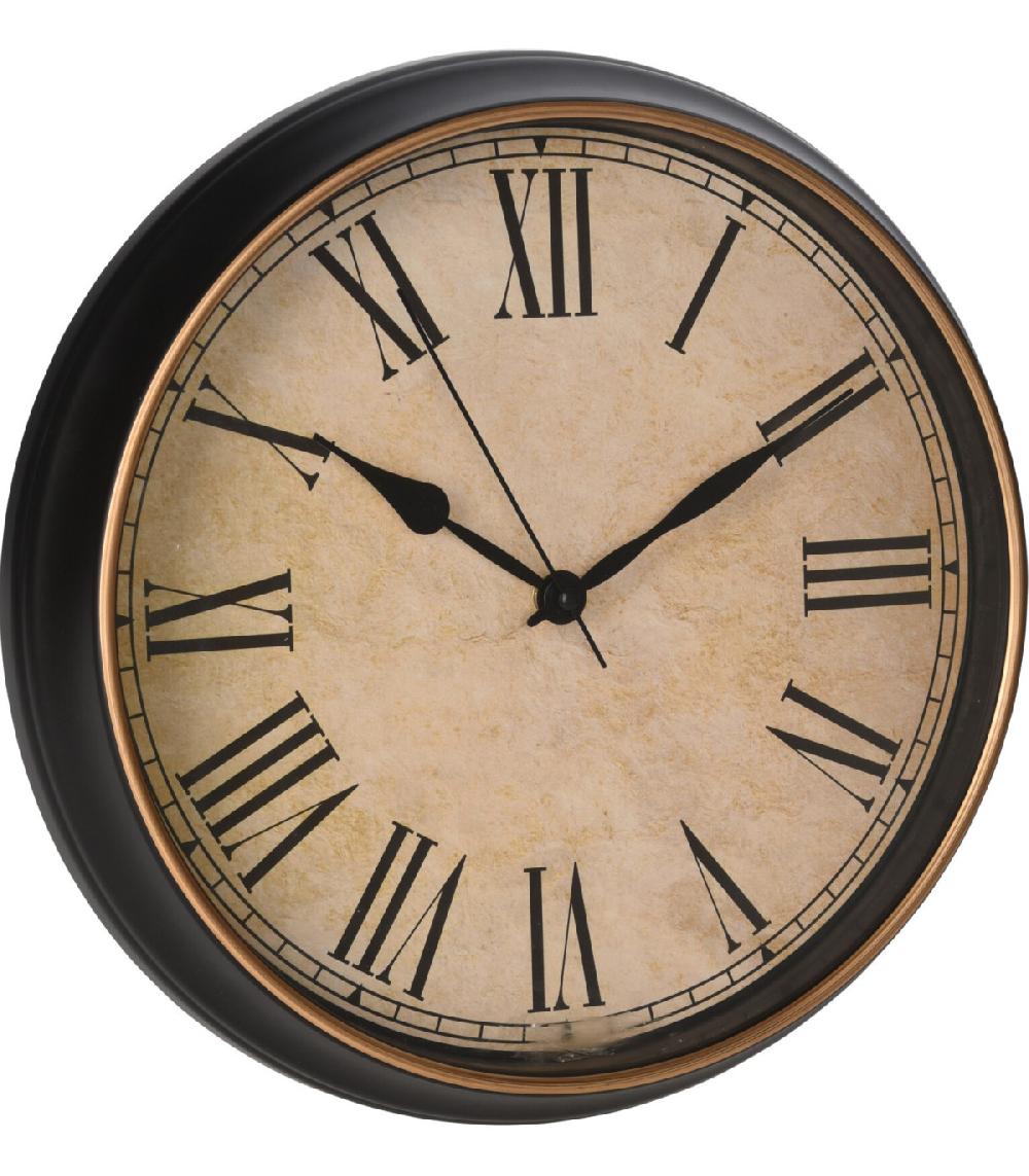 wadiga Horloge murale ronde noir et doré - 35x5cm