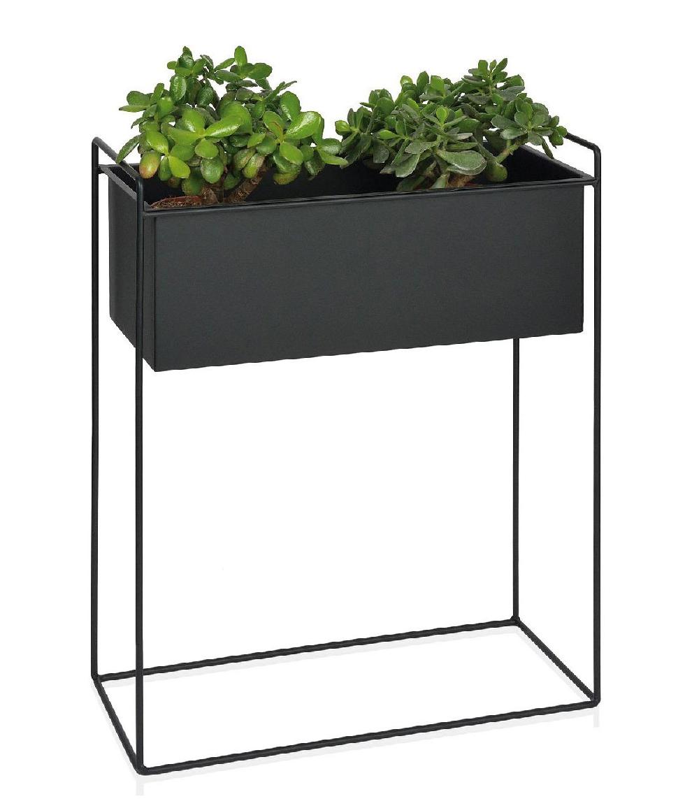 Wadiga Jardinière Sur Pied En Métal Noir