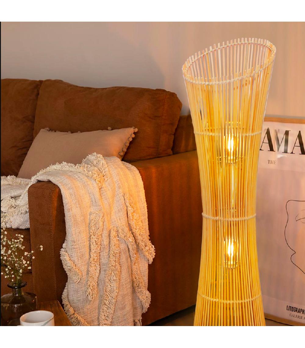 Wadiga Lampadaire Rond En Bambou 25x25x100cm