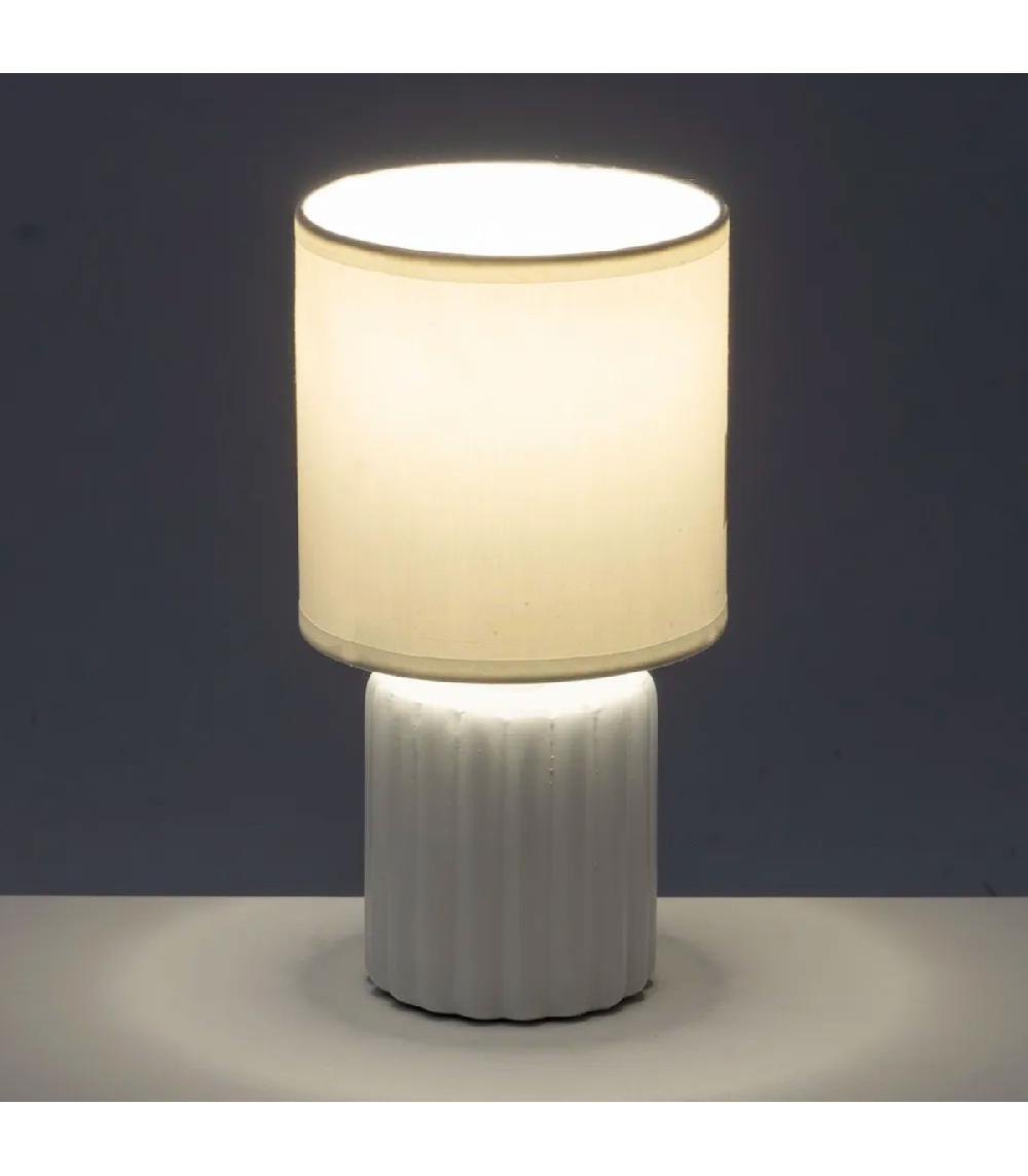 Wadiga Lampe à Poser Céramique Blanche 13x13x24cm