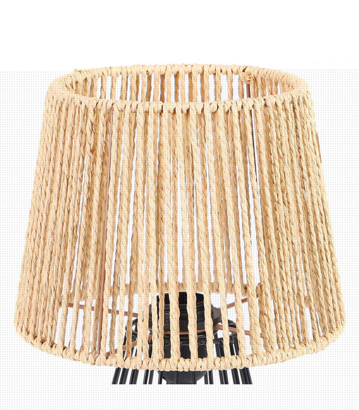 Wadiga Lampe à Poser Conique Métal Noir Et Corde