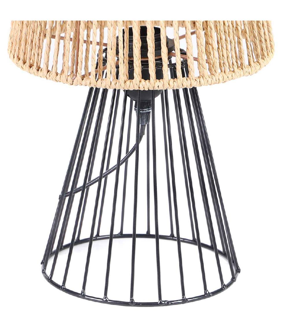 Wadiga Lampe à Poser Conique Métal Noir Et Corde