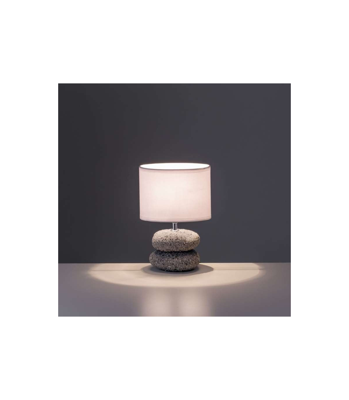 Wadiga Lampe à Poser Galets Abat-jour Blanc