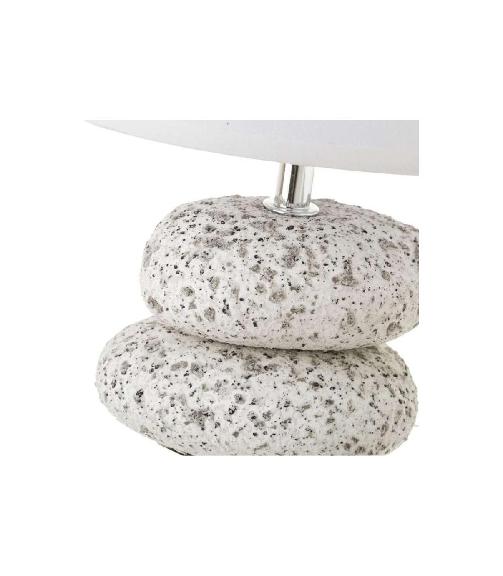 Wadiga Lampe à Poser Galets Blancs Abat-jour Blanc