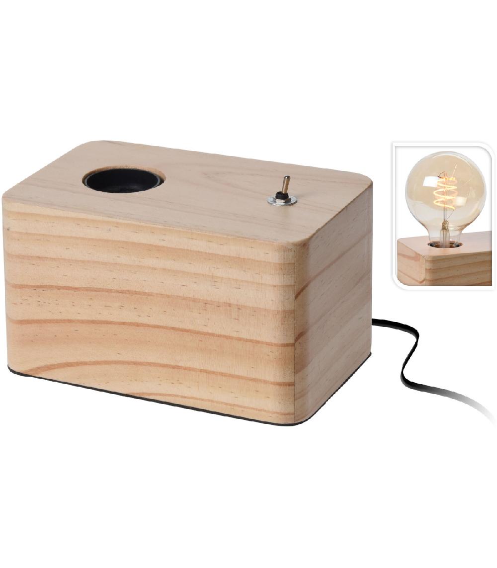 Wadiga Lampe à Poser Rectangulaire Bloc Bois