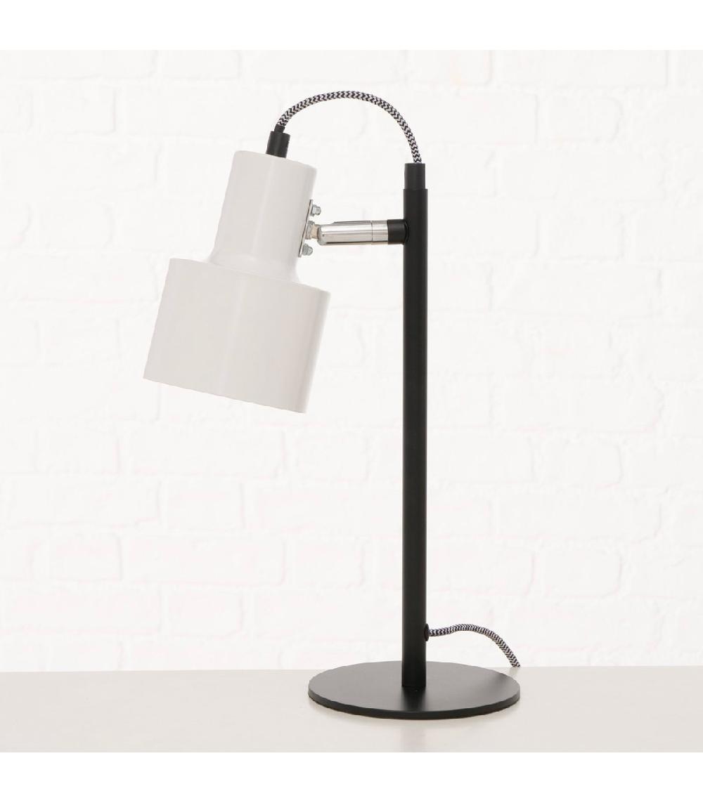 Wadiga Lampe De Bureau Métal Noir Et Blanc