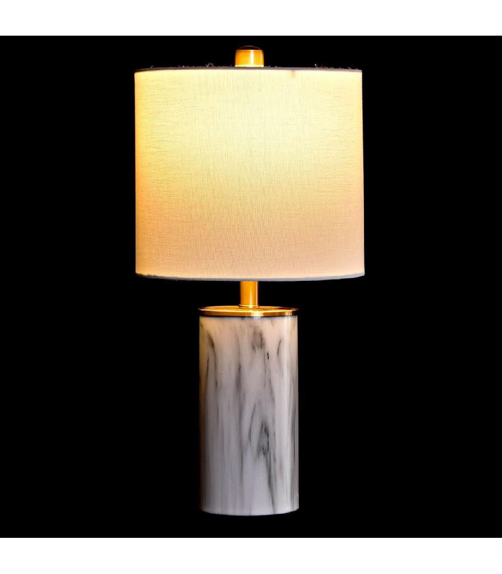 Wadiga Lampe Ronde Et Abat-jour Blanc - 23x23x47cm