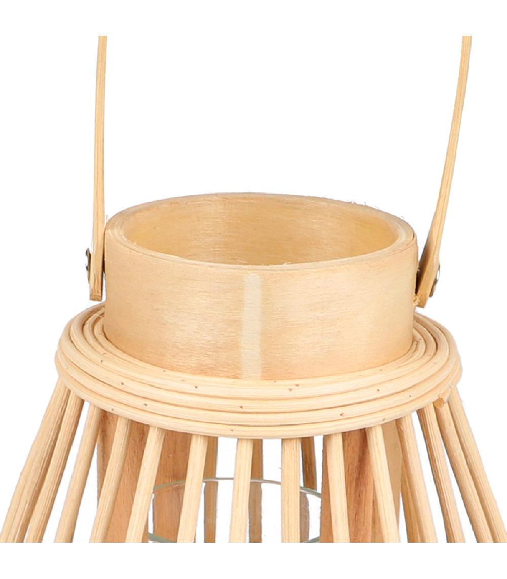 Wadiga Lanterne En Bambou Et Verre 13x13x27cm