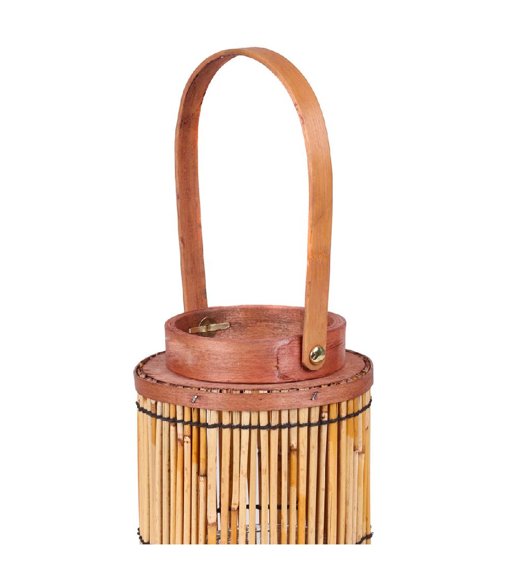 Wadiga Lanterne En Bambou Et Verre 13x13x35cm