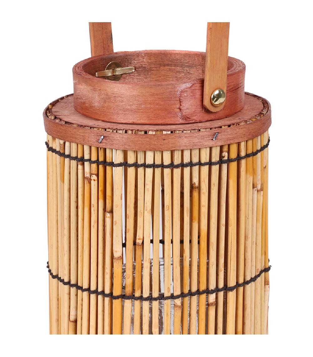 Wadiga Lanterne En Bambou Et Verre 13x13x35cm