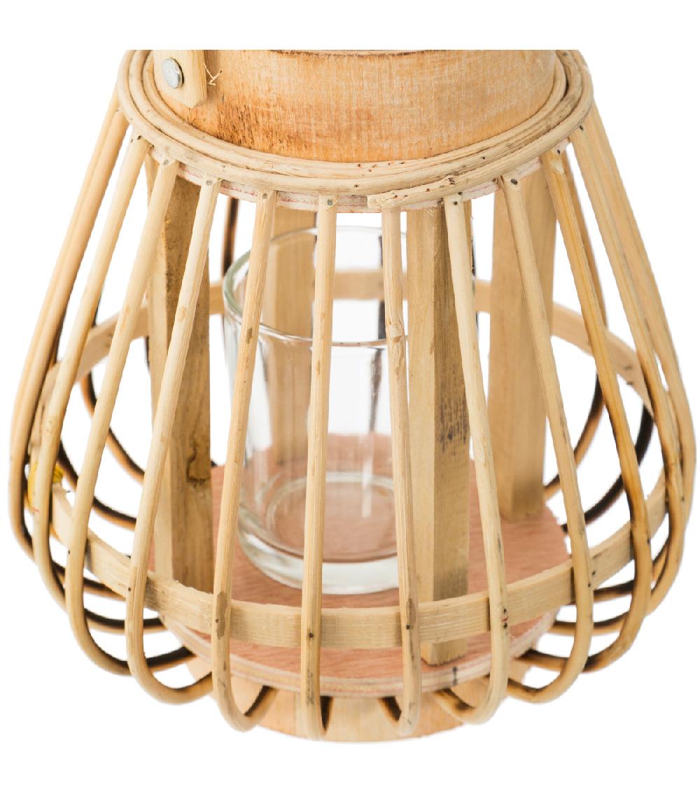 Wadiga Lanterne En Bambou Et Verre 14.5x14.5x15cm