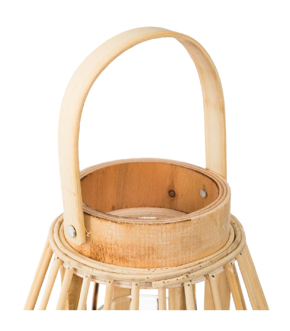 Wadiga Lanterne En Bambou Et Verre 14.5x14.5x15cm