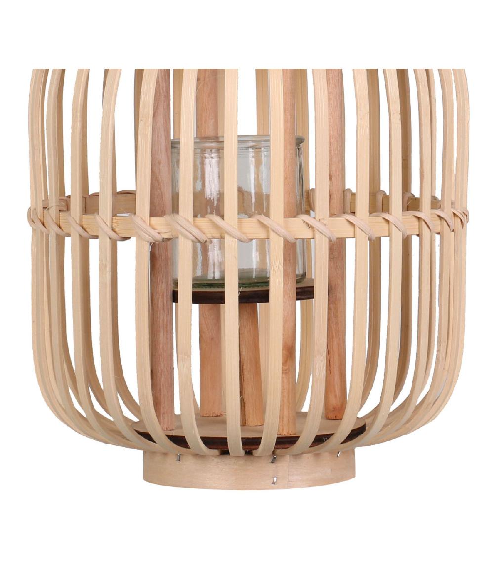 Wadiga Lanterne En Bambou Et Verre - 24x24x29cm