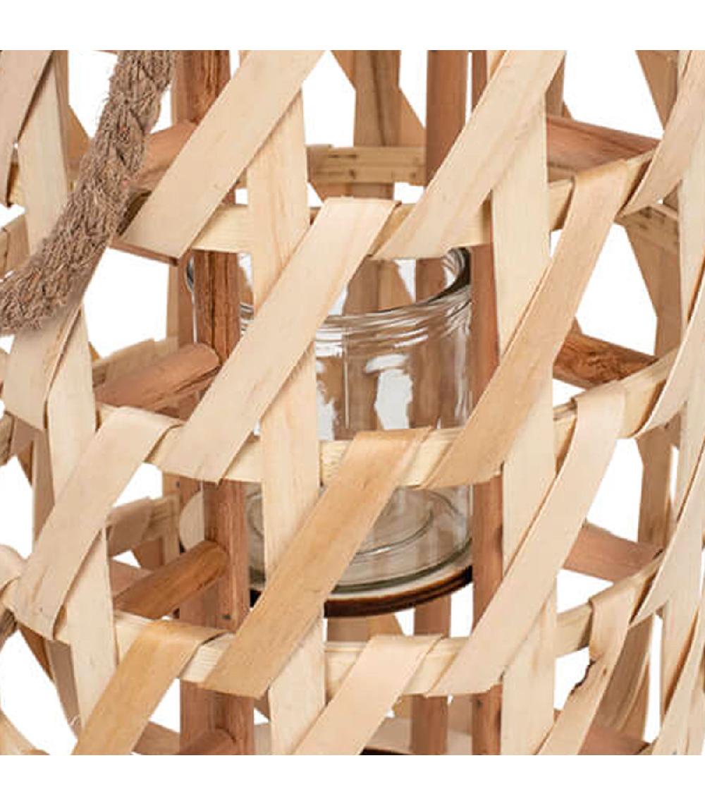 Wadiga Lanterne En Bois Et Bougeoir En Verre
