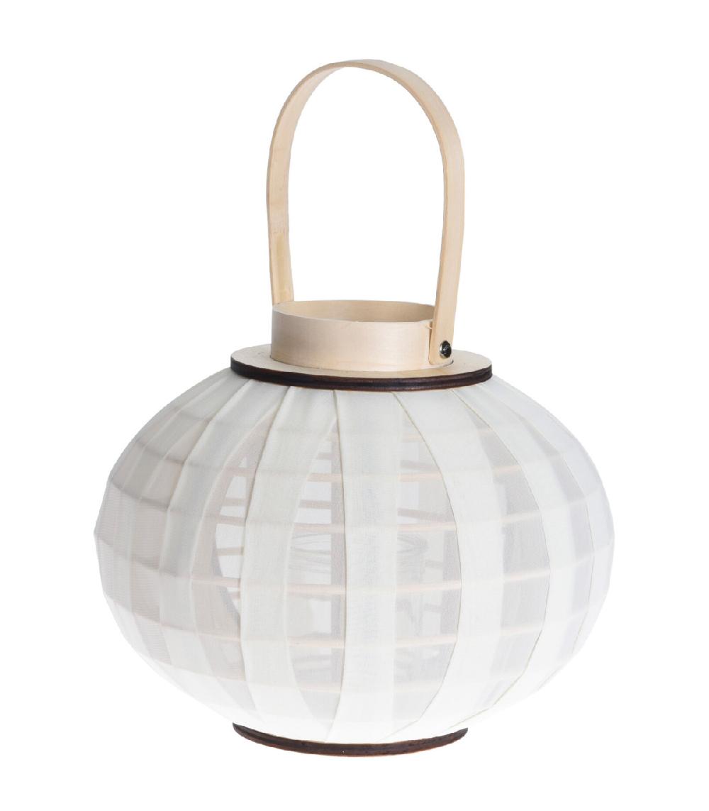 wadiga Lanterne en bois et gaze blanc 25x25x21cm