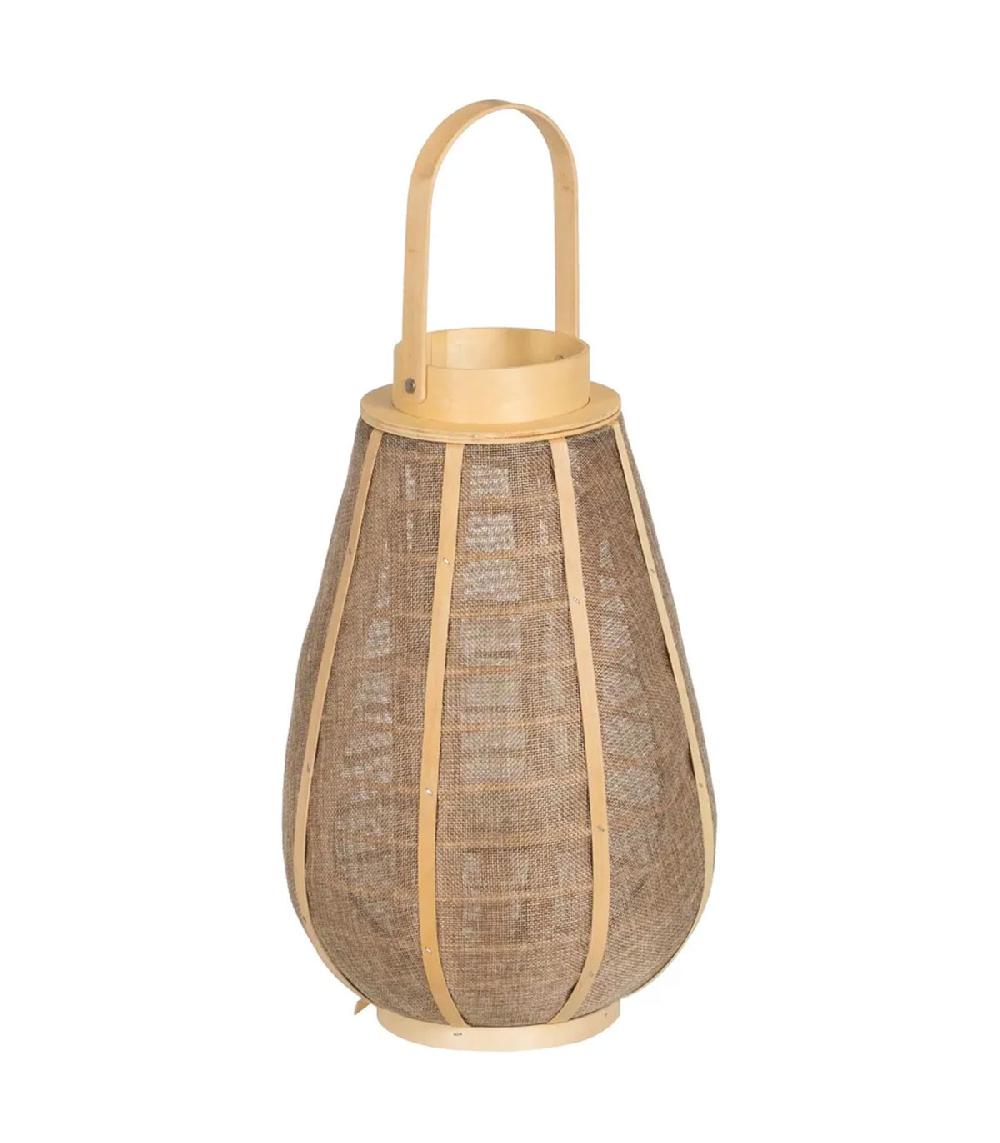 wadiga Lanterne en bois et jute 26x26x41cm