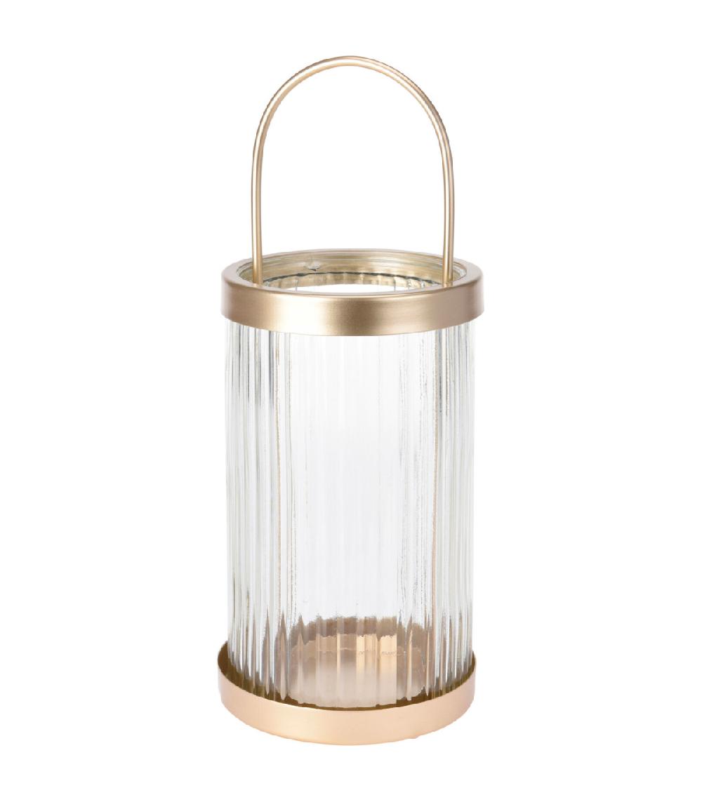 wadiga Lanterne en verre et métal doré