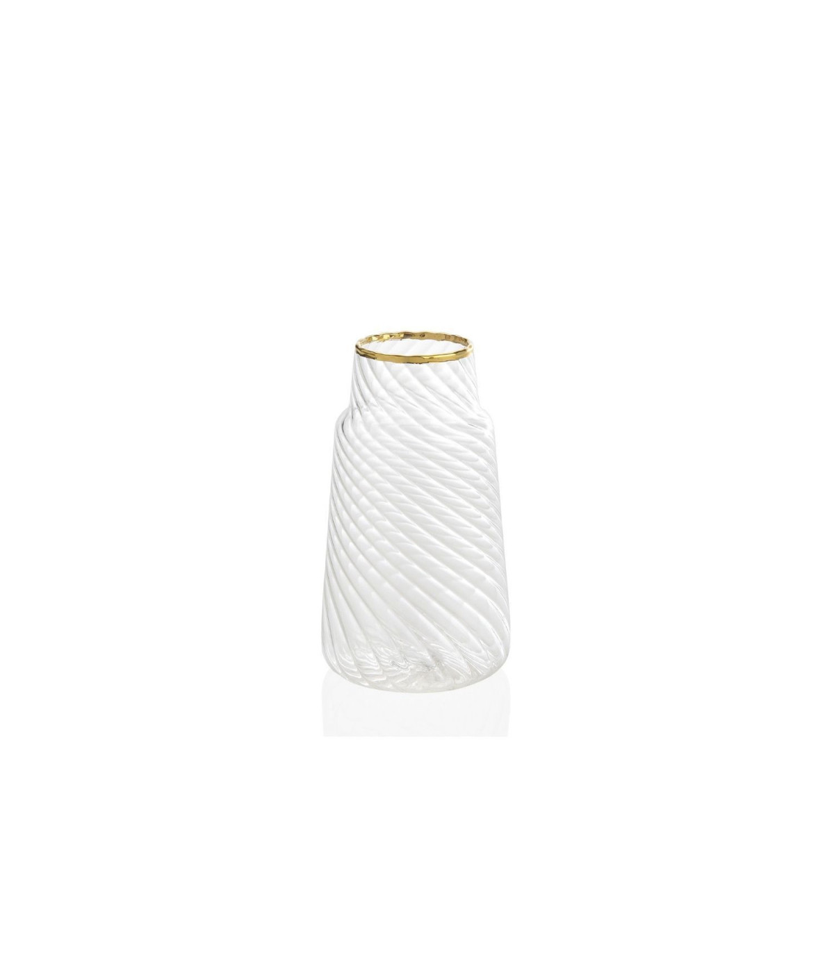 Wadiga Mini Vase En Verre Strié Et Doré - H10.5cm